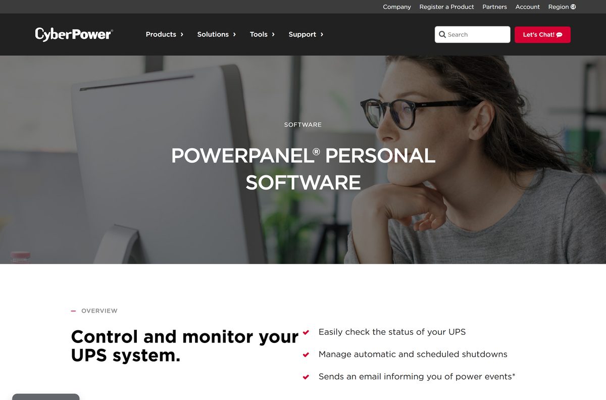 CyberPower overview page for PowerPanel Personal with three editions