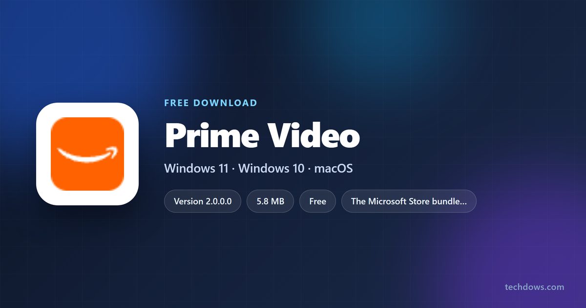 Prime Video logo with version, download size and supported systems