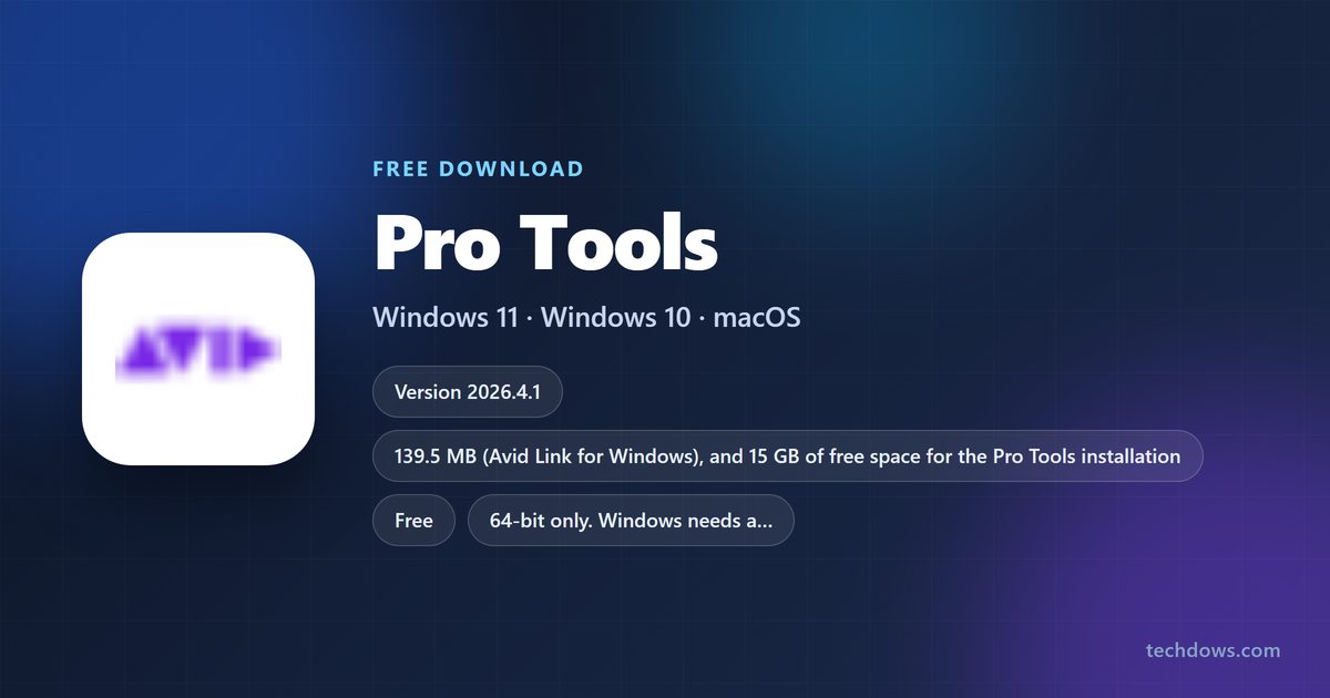Pro Tools spec card listing developer, current release, price and supported systems
