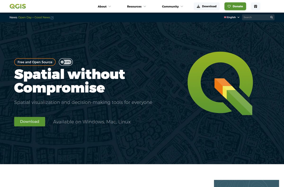 QGIS project home page with its download button
