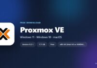 Proxmox VE spec card with version, ISO size, license and hardware