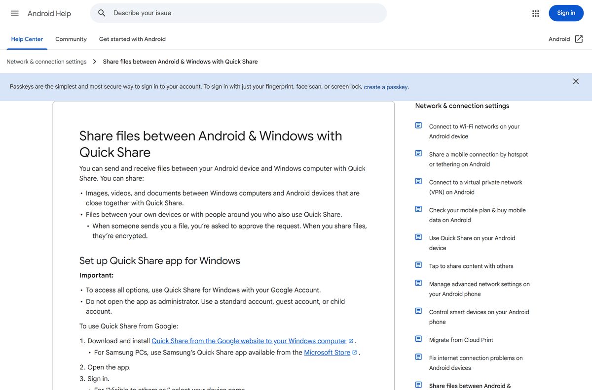 Android Help Center article on sharing files between Android and Windows