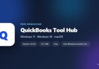 QuickBooks Tool Hub card showing installer size and supported Windows versions