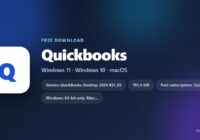 QuickBooks card with installer sizes and supported systems