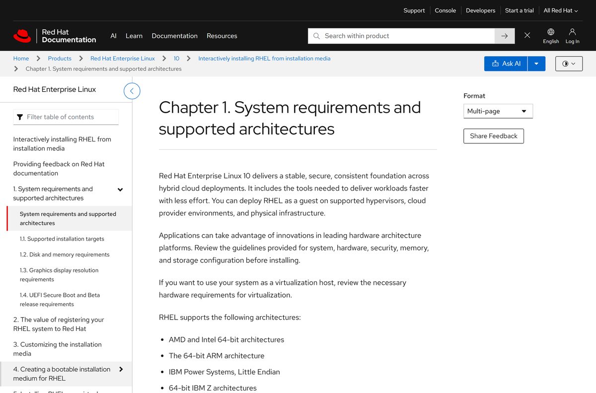 Red Hat installation requirements that also apply to CentOS Stream