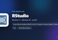 RStudio spec card with version, licence and supported operating systems