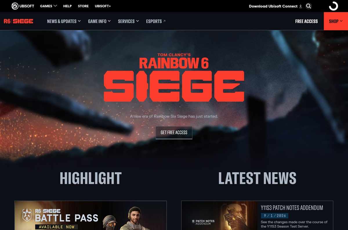 Official Rainbow Six Siege site showing the Operation Split Fire season