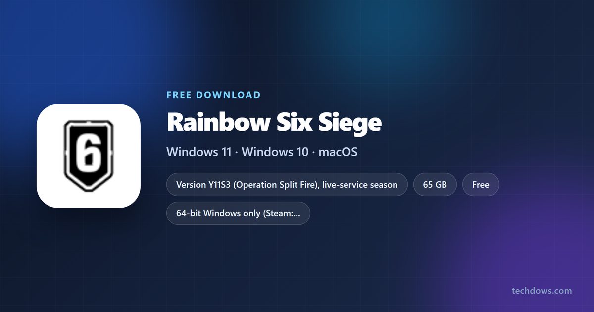Rainbow Six Siege price, storage, developer and supported Windows versions