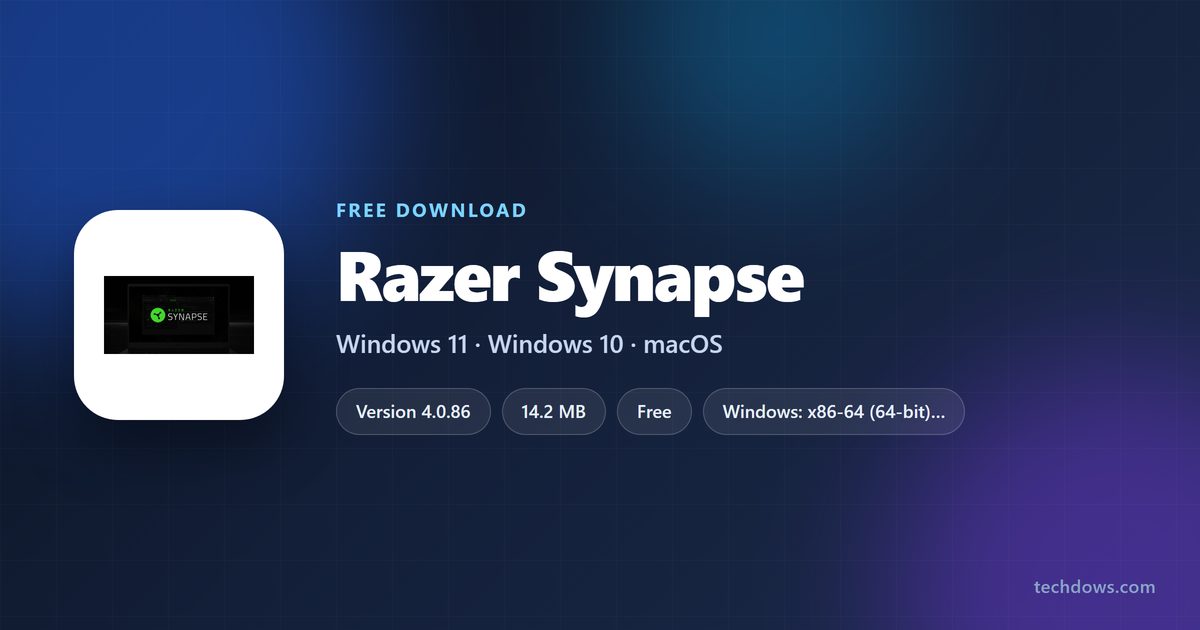 Razer Synapse card with supported Windows and macOS versions