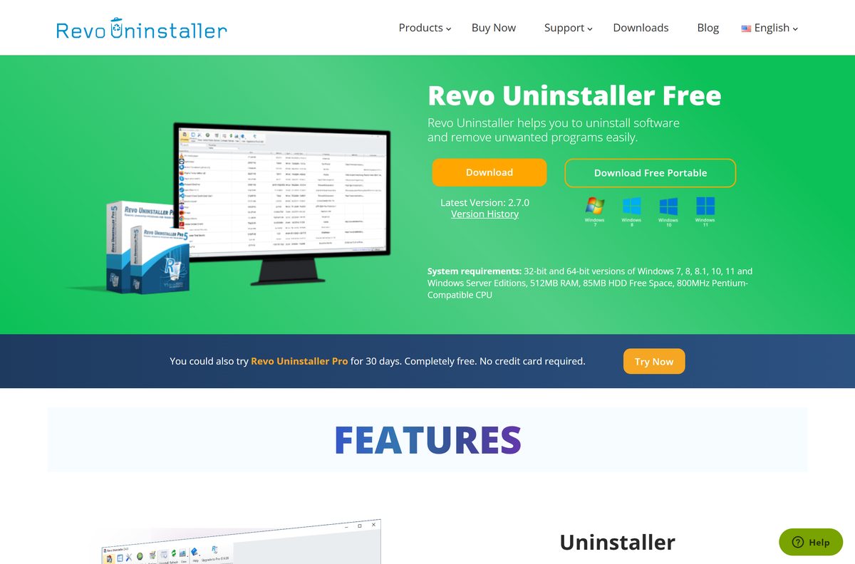 Free product page with the Download and Download Free Portable buttons