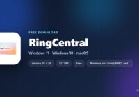 RingCentral app card with version, file sizes and supported systems