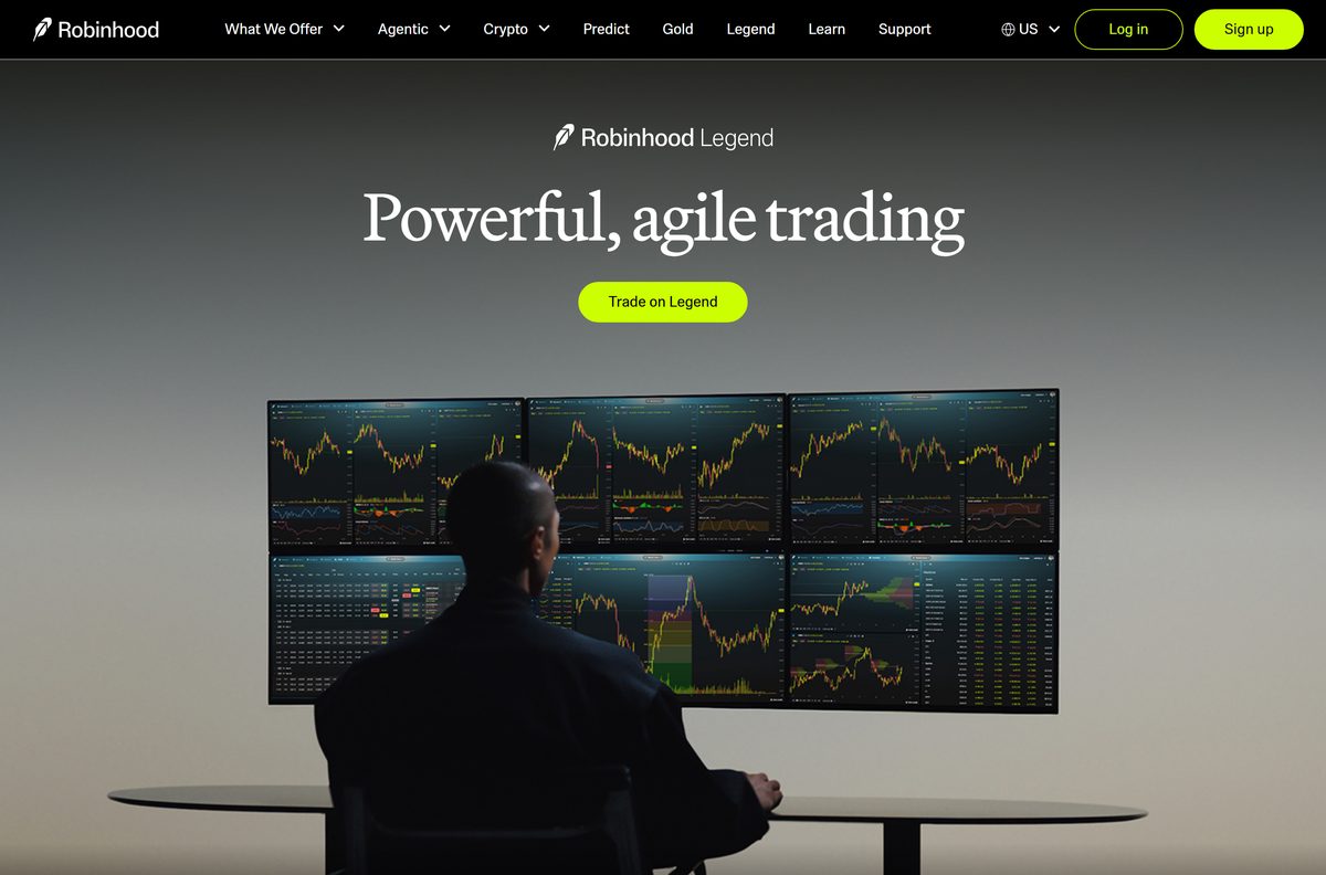 Robinhood Legend page describing the desktop trading platform