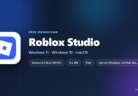 Roblox Studio logo with version, size and supported systems