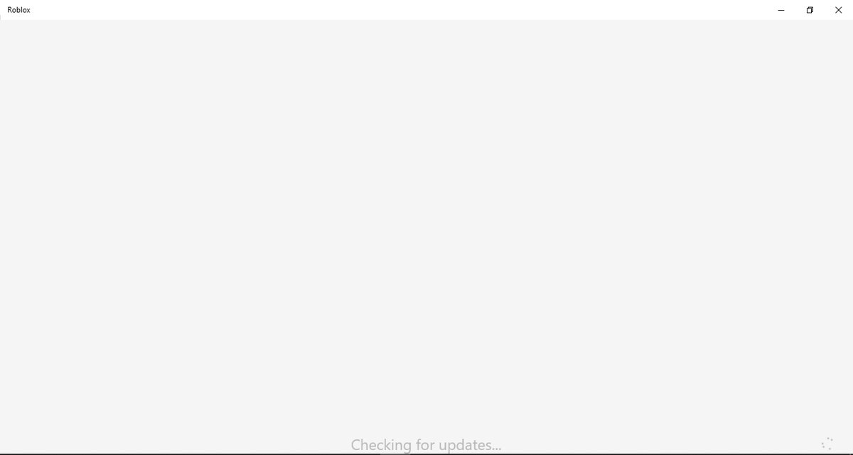 Roblox desktop app window showing a Checking for updates status message