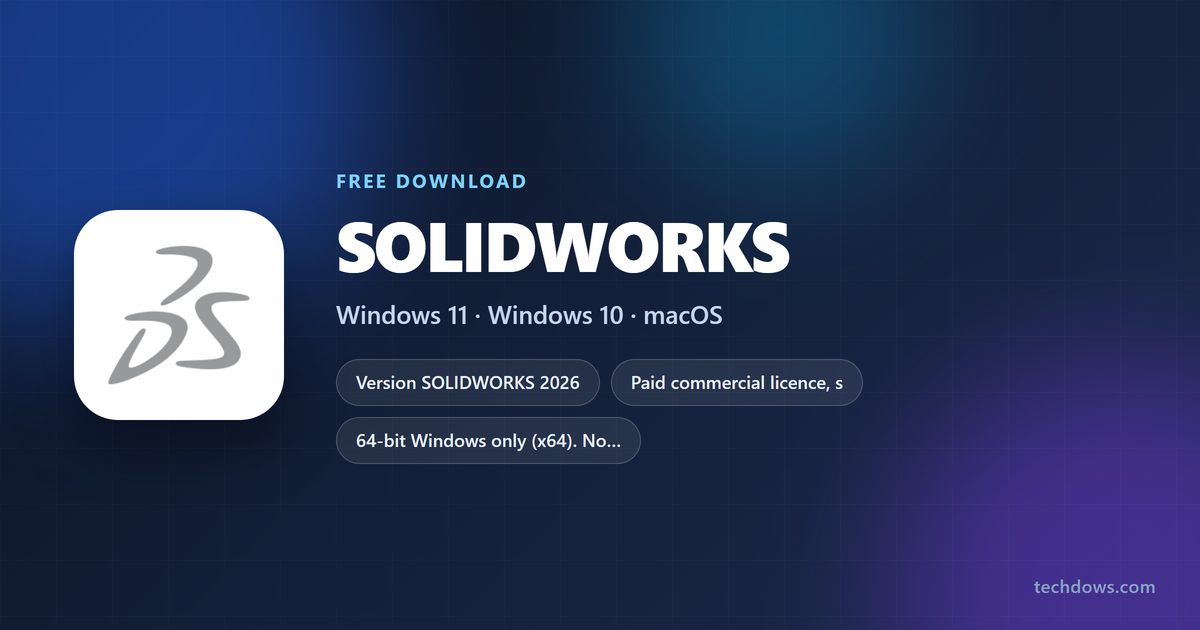 SOLIDWORKS licence, Windows support and disk space at a glance