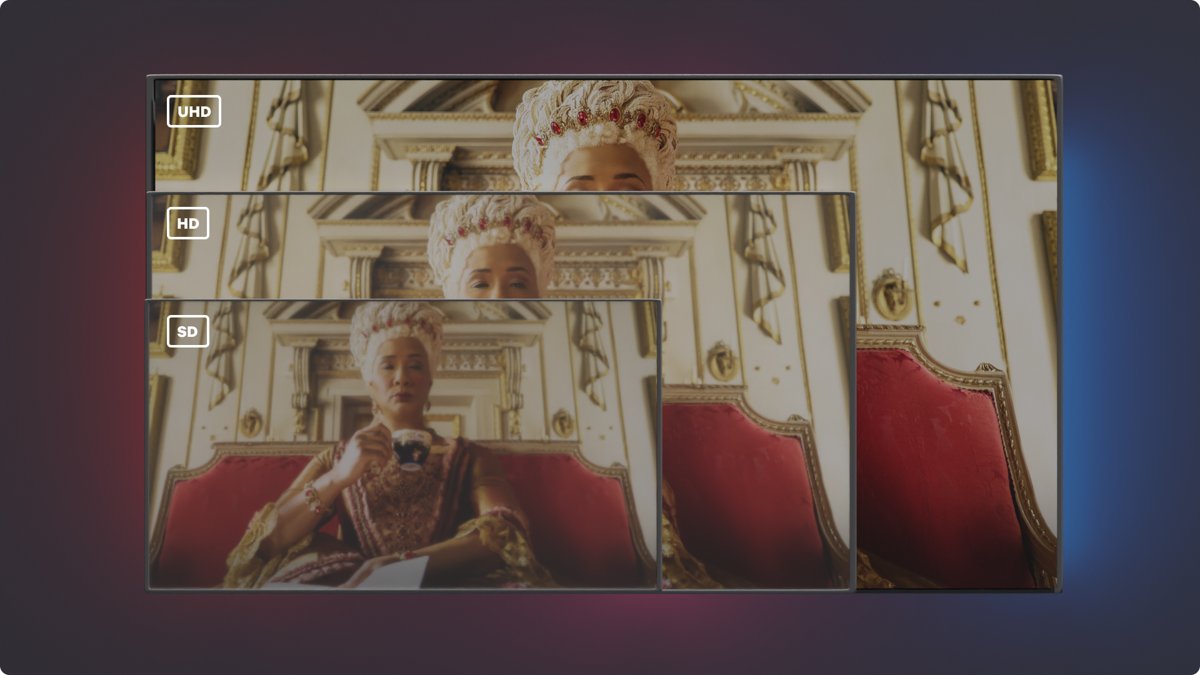 Same Netflix scene compared in SD, HD and UHD quality