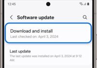 Samsung Software update screen with Download and install highlighted