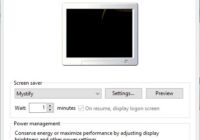 Screen Saver Settings dialog with Mystify selected and Wait set to 1