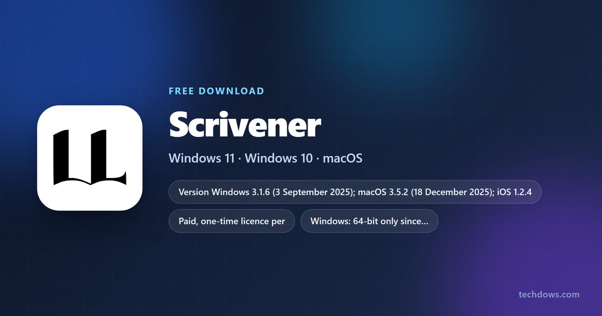 Scrivener versions, supported systems and free trial length