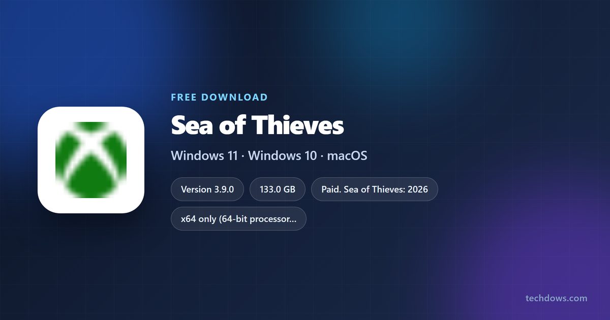 Sea of Thieves spec card with price, Windows requirements and store options