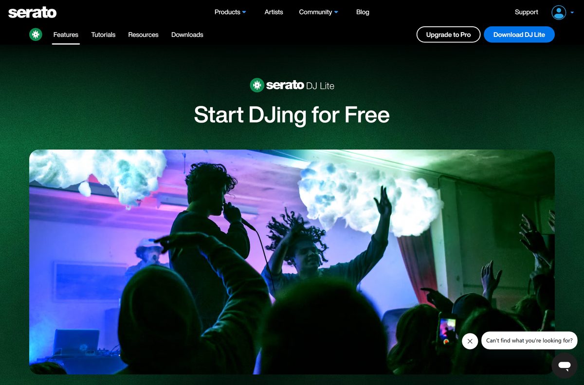 Page for DJ Lite, the free edition of Serato DJ Pro