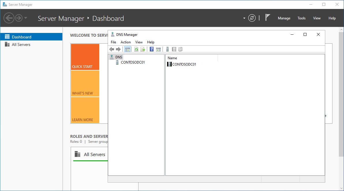 Server Manager Tools menu opening the DNS Manager console