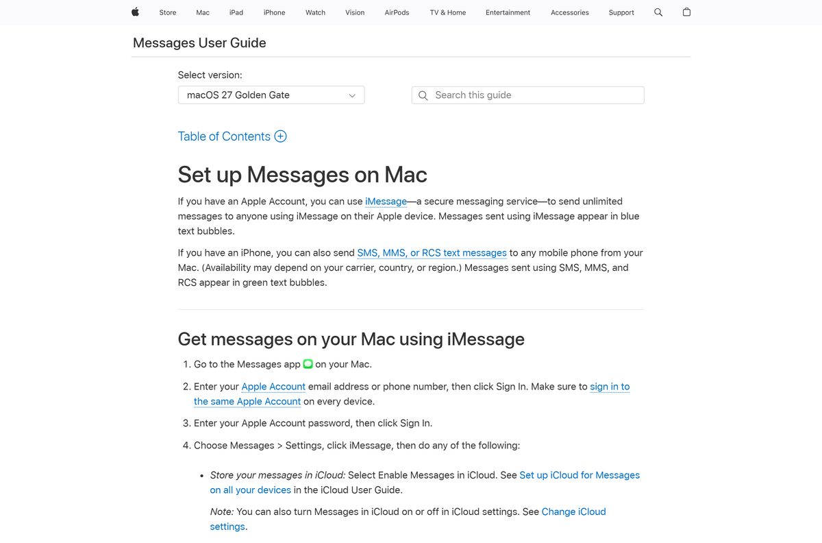 Apple guide showing how to sign in to iMessage on a Mac