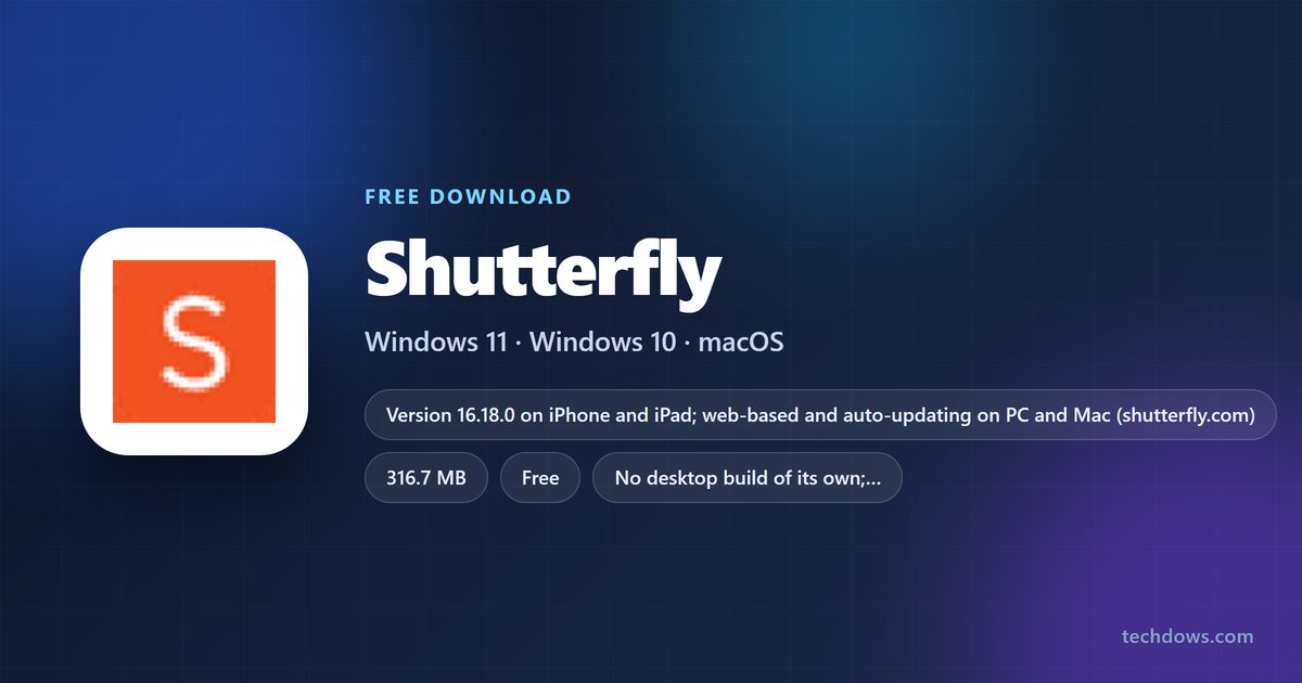 Shutterfly app size, price and supported devices