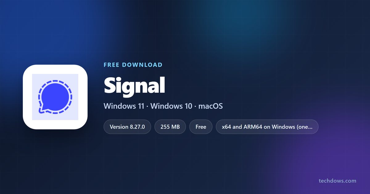 Signal logo with installer size and supported systems