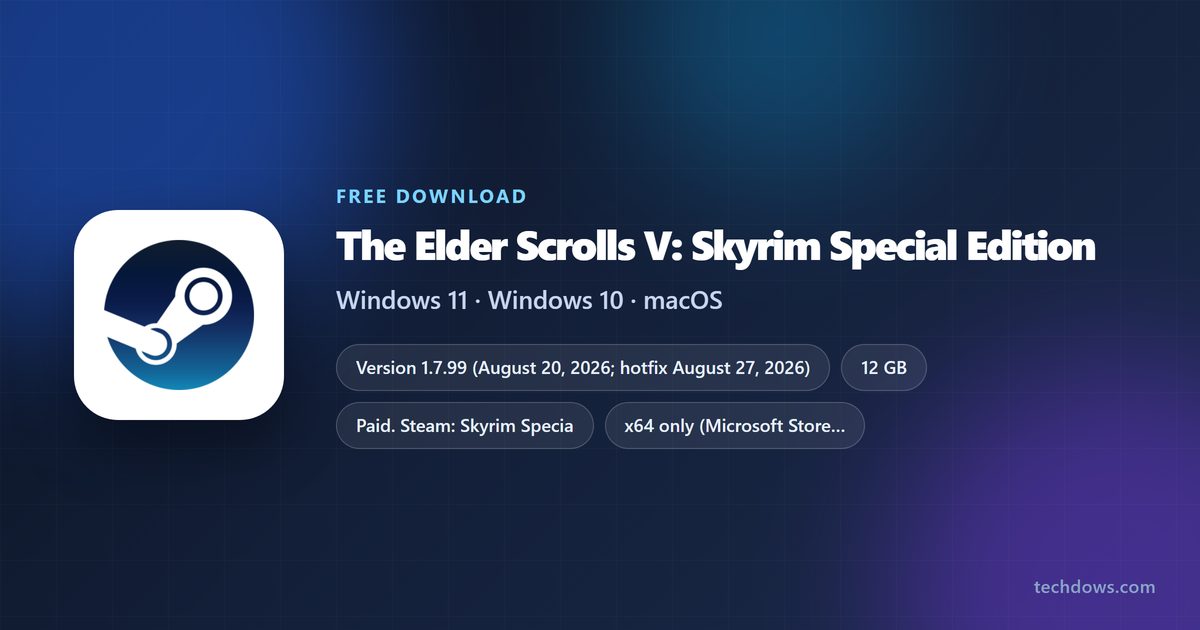 Skyrim Special Edition price, storage, developer and supported platforms