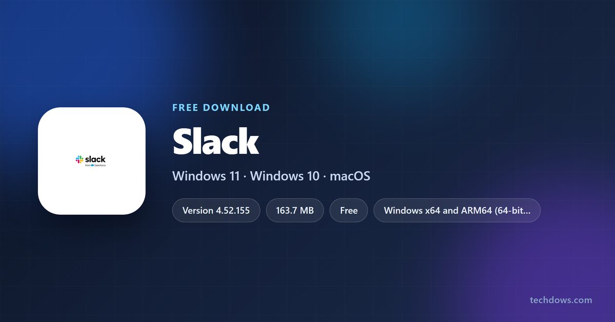 Slack version, download size and supported systems