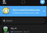 Snapchat for Web banner offering to install the Desktop App