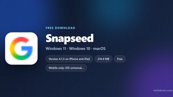 Snapseed app size, price and supported devices