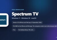 Spectrum TV app logo with version, size and supported systems