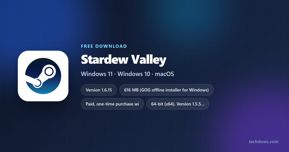 Stardew Valley card showing price, developer and supported platforms