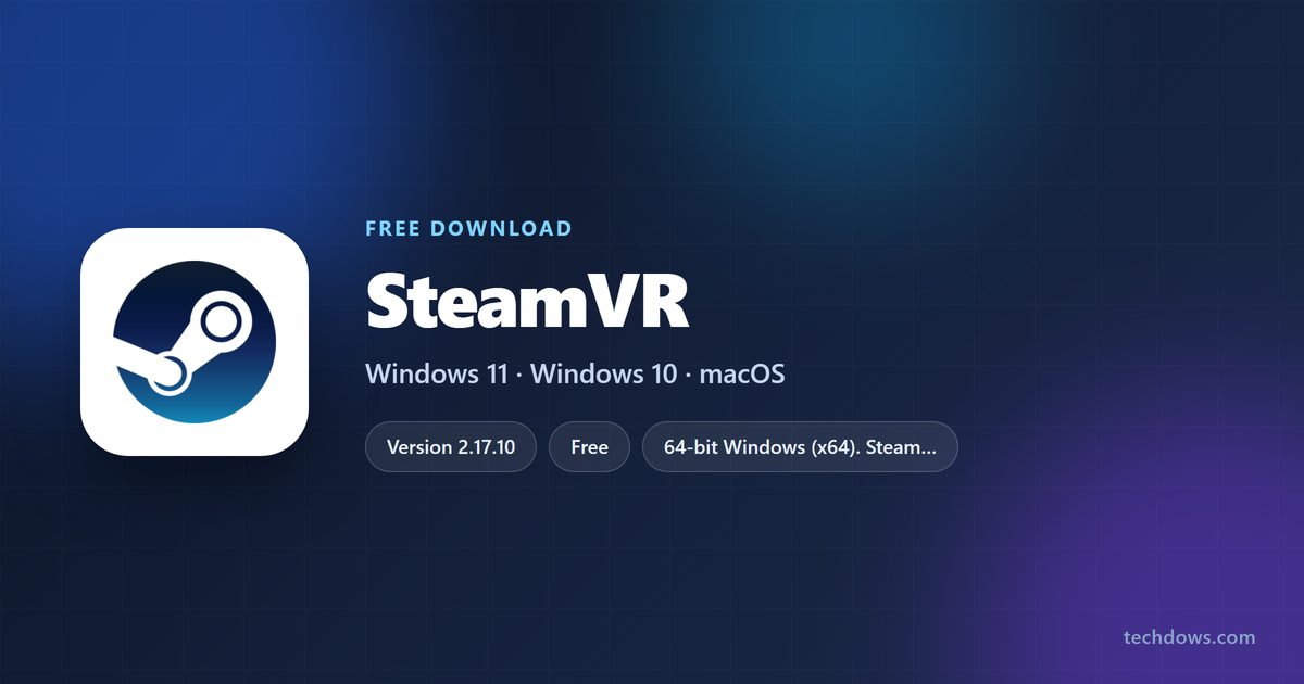 SteamVR card with price, developer and supported Windows versions