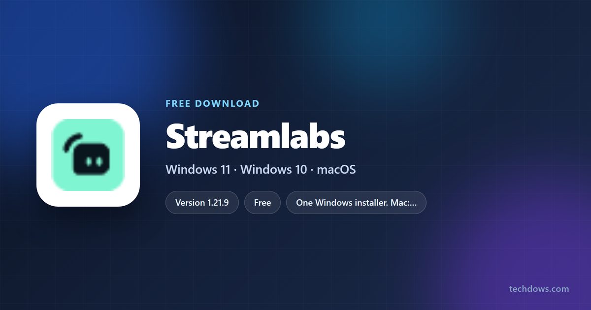 Streamlabs Desktop logo with supported systems and price