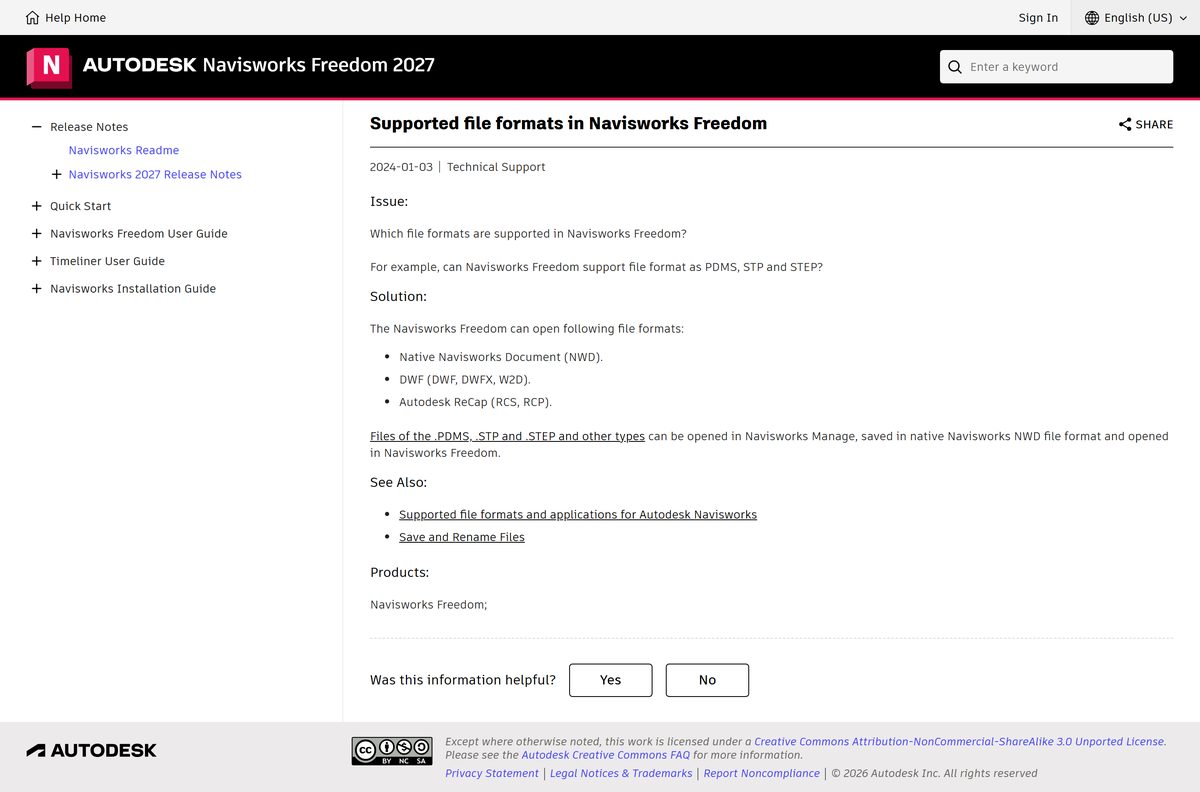 Autodesk list of the formats the free viewer opens
