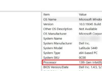 System Information window with the Processor field highlighted in red
