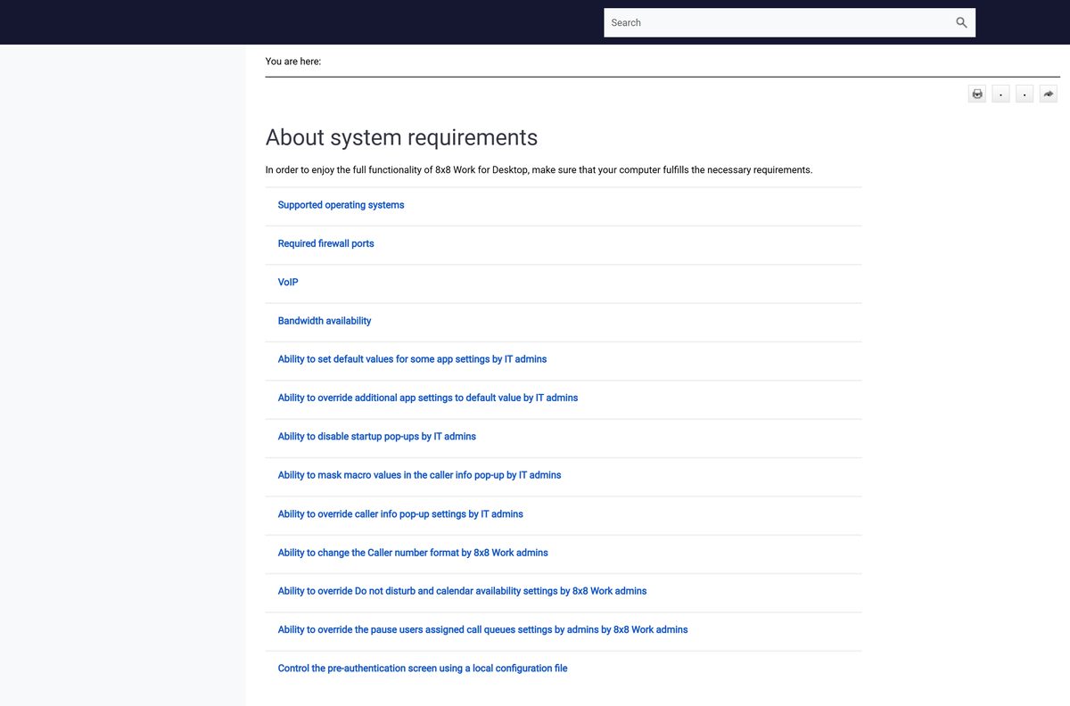 Requirements page showing processor, memory, disk and bandwidth minimums