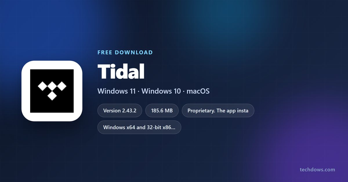 TIDAL logo beside version, installer size and supported systems