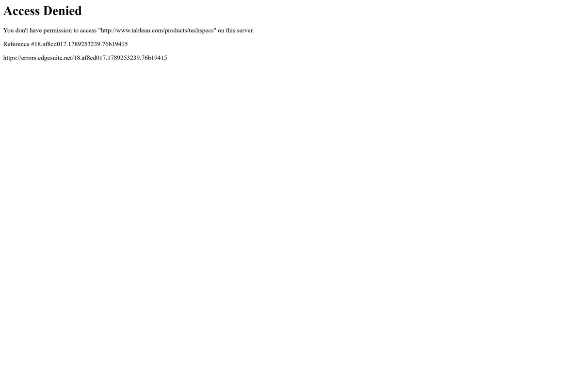 Tableau technical specifications listing Windows and macOS requirements