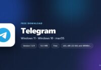 Telegram Desktop card with version, file size and supported systems