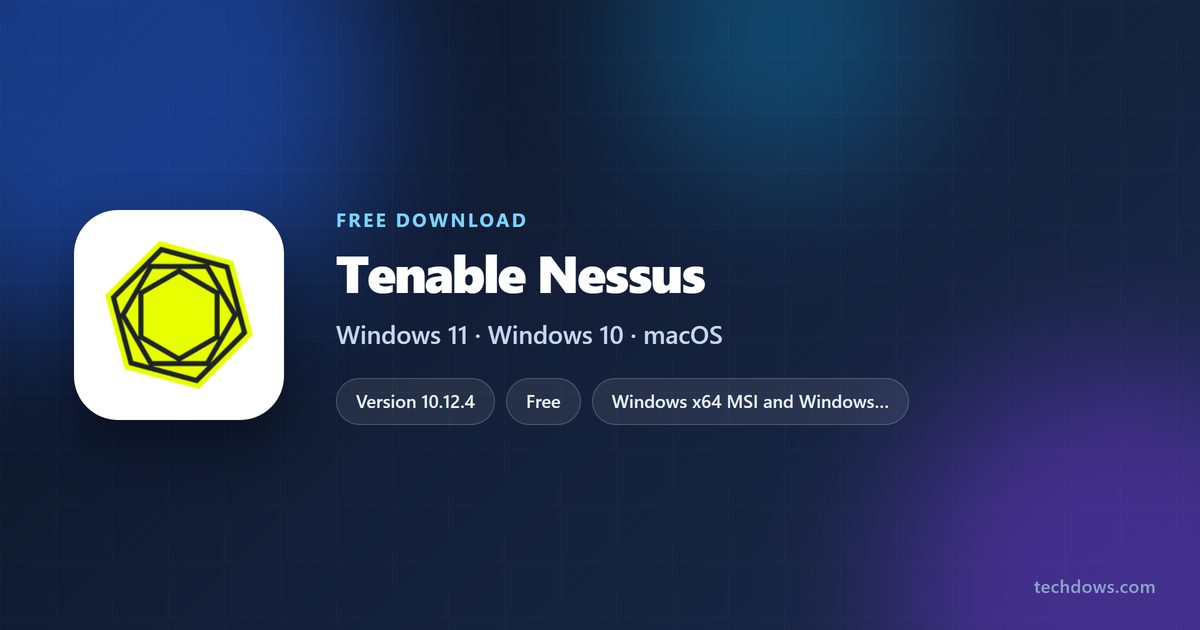 Specs card for Tenable Nessus with platforms, editions and version