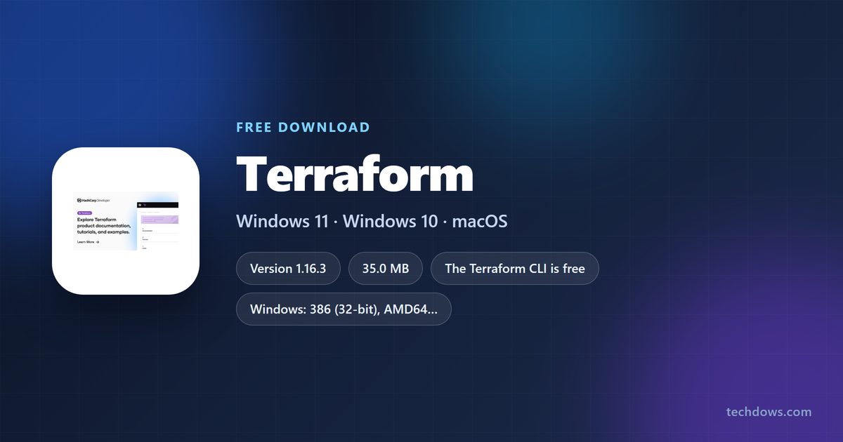 Terraform licence, supported systems and archive sizes at a glance