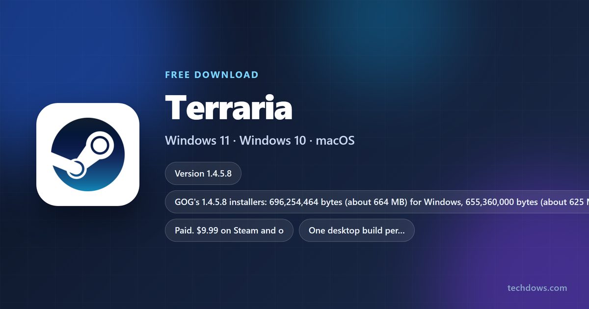 Terraria price, supported systems and official download stores