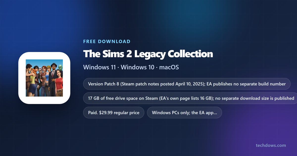The Sims 2 Legacy Collection price, requirements and download source