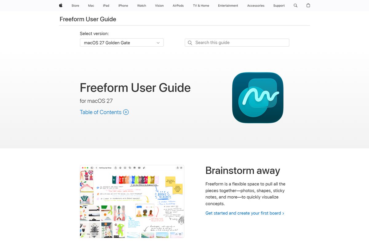 Freeform User Guide for Mac with collaboration and iCloud topics