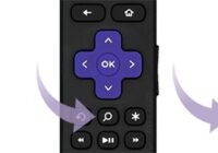 Three Roku remote faces highlighting the voice button below OK