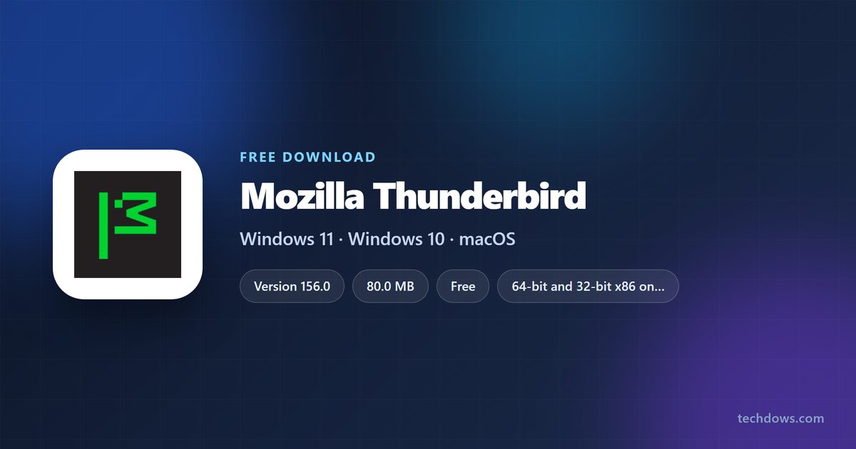 Mozilla Thunderbird download version, size and licence at a glance